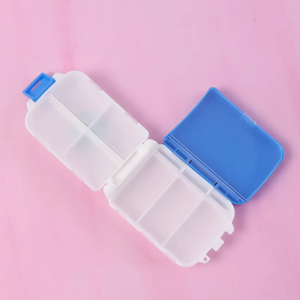 [SJ224] Portable Blue Dual-Sided Pill Organizer Box (1 Pc)